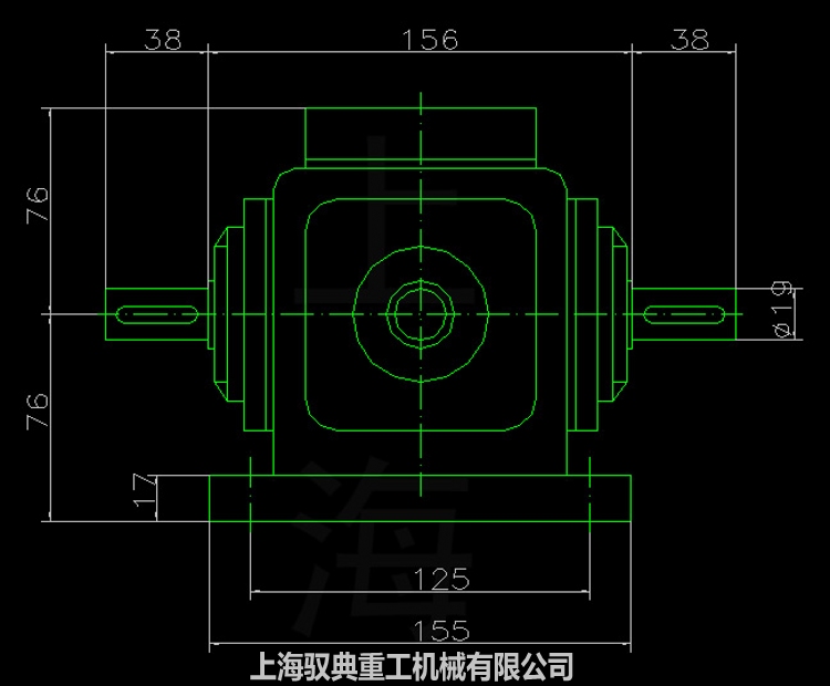 T型換向器T4-1-LR齒輪轉向箱外型尺寸的CAD圖紙